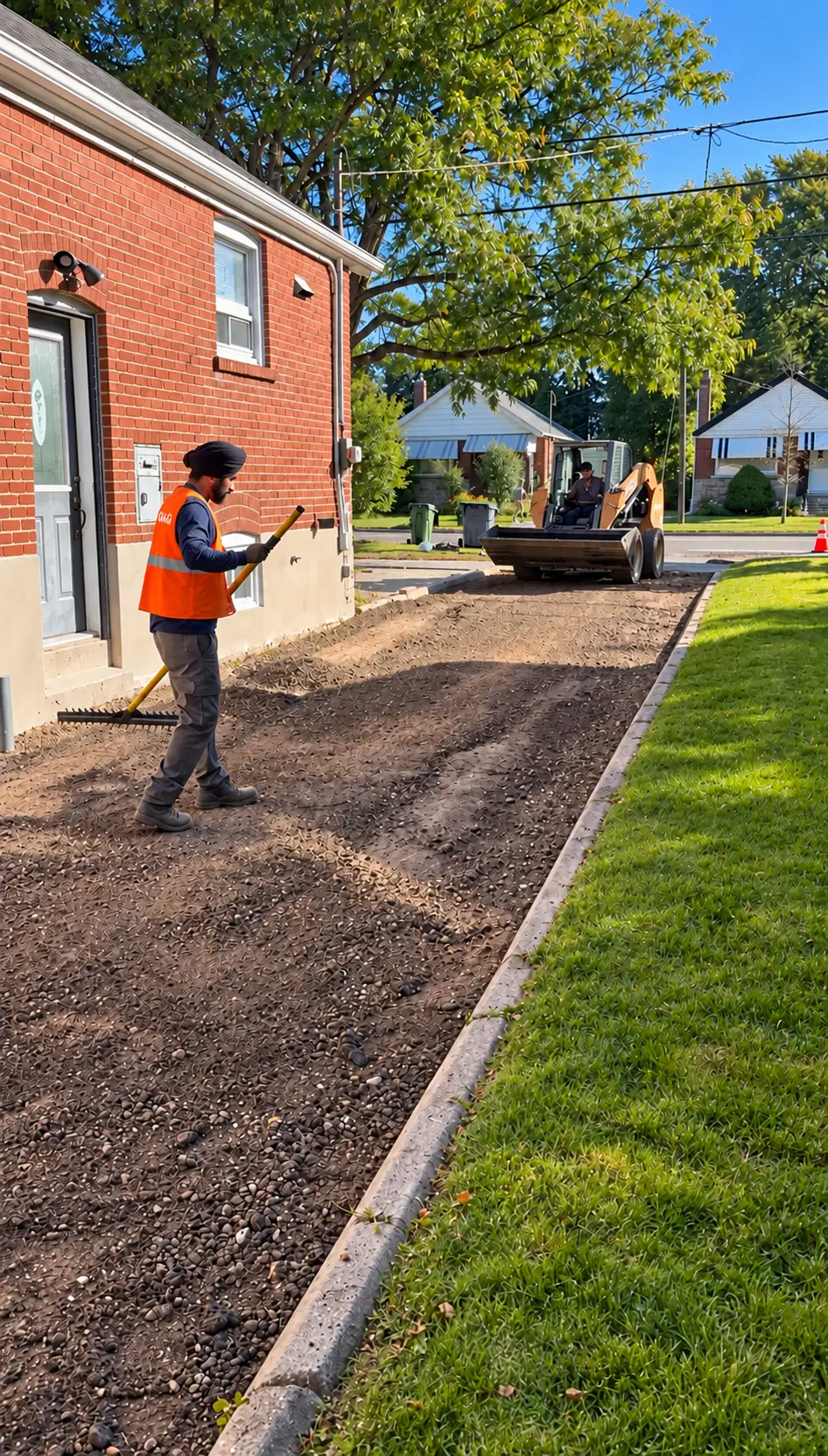 G&G team preparing and grading the driveway base